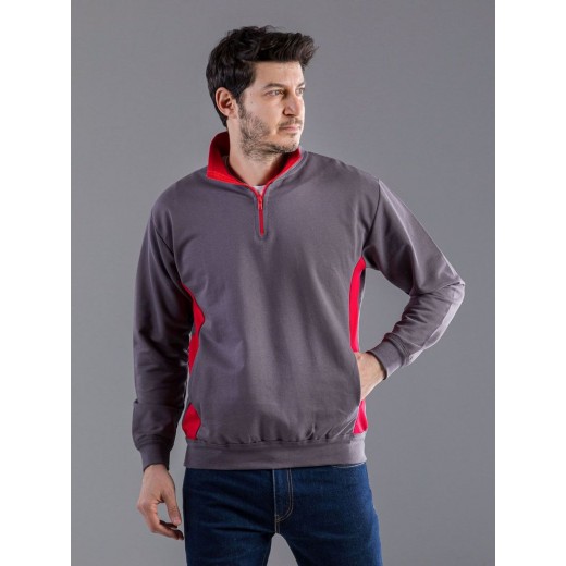 CONTRAST HALF ZIP SWEAT MI809